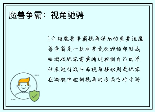 魔兽争霸：视角驰骋